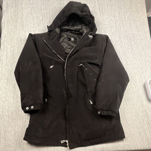 Bogner Jackets & Blazers - Vintage Bogner Hooded Ski Jacket Parka Womens 4 Black Sueded Microfiber Coat